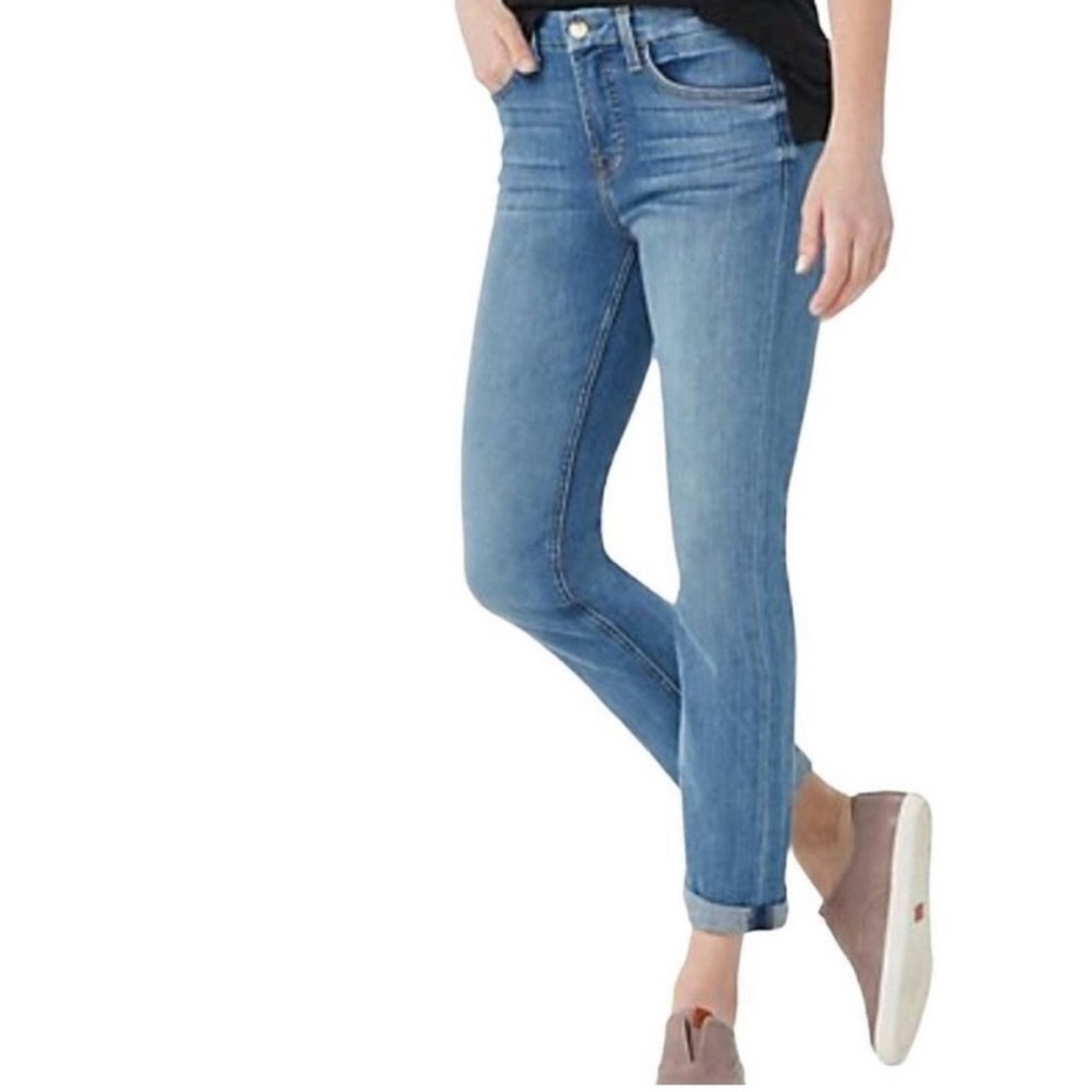 7 FOR ALL MANKIND Women’s 8 Jen7 Straight Crop & Roll Jeans Blue Ankle